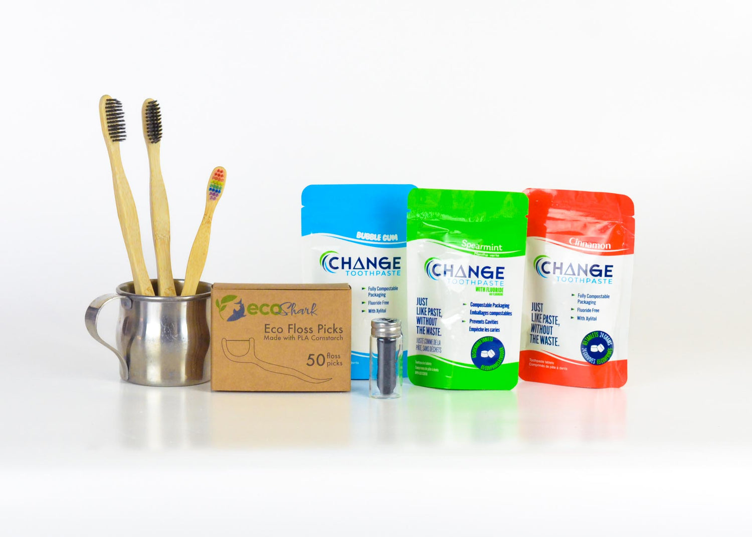 Eco Shark's biodegradable eco friendly Dental products collection