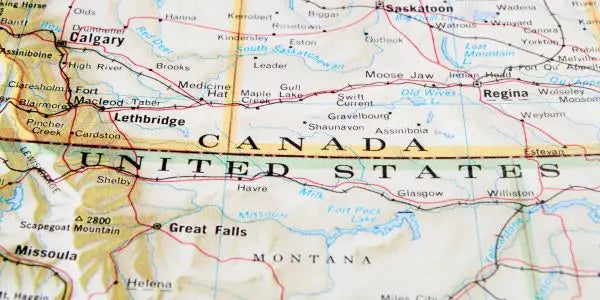 image of a map, border between the US and Canada