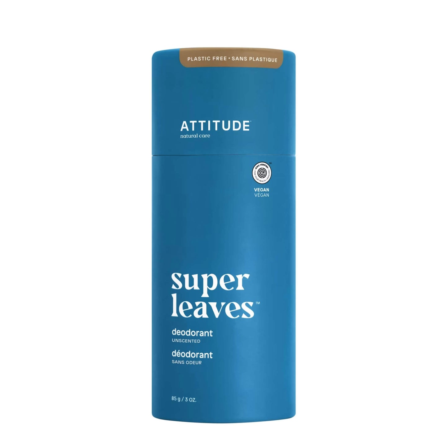 Attitude's zero waste unscented deodorant for sensitive skin. Compostable cardboard applicator tube