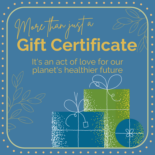 Eco-friendly gift certificate from Eco Shark, ideal for promoting a sustainable lifestyle, available in multiple denominations with no expiry date.