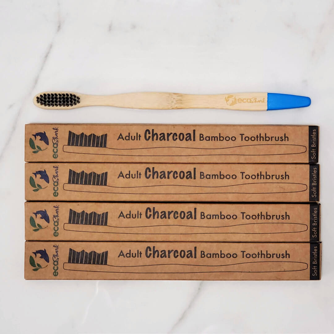 Minimally packaged sustainable plastic free bamboo toothbrushes