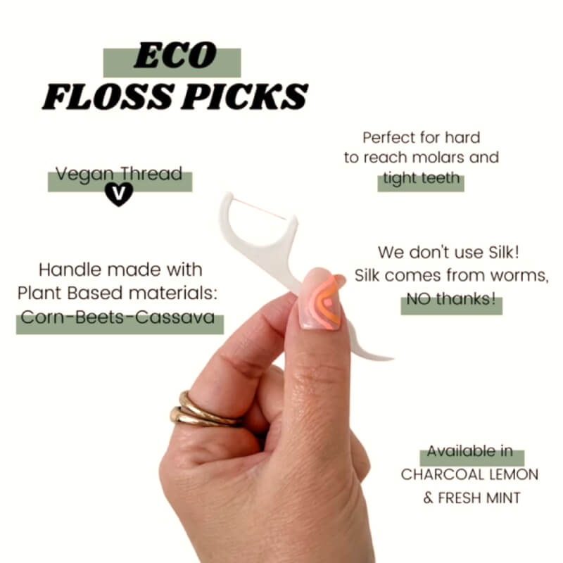 Eco Dental Floss picks by the Future is Bamboo Vegan and cruelty free