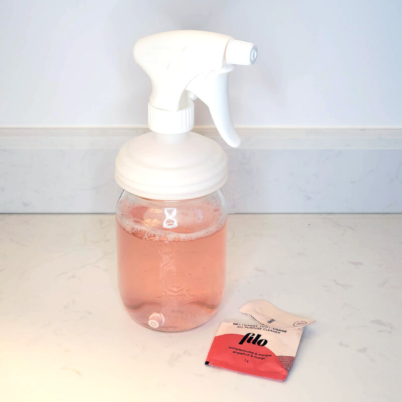 Mason Jar Spray Lid with Filo All Purpose Cleaner tab