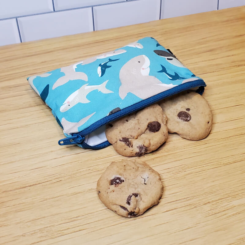 Small snack bags perfect for litterless school lunches. Fun shark pattern for kids and adults