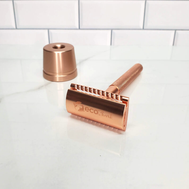 Eco Conscious beauty products for shaving sustainably in Rose Gold