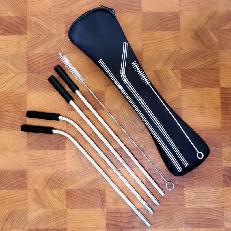 Family pack of Stainless Steel reusable straws with brush