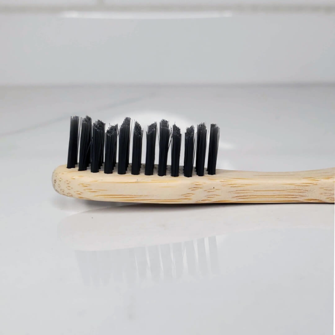 Soft charcoal bristles bamboo toothbrush with W shape for the best clean
